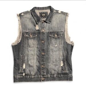 Carbon Distressed Denim Vest